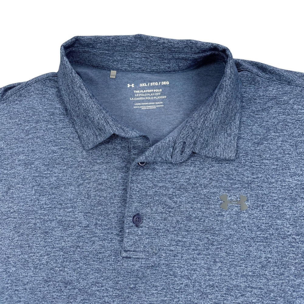 Under Armour The Playoff Polo Shirt Mens 3XL Blue Solid Golf Performance Stretch